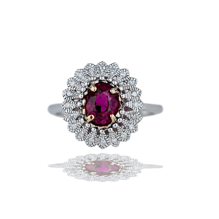 Halo Tourmaline and Diamond Ring 14kt Gold