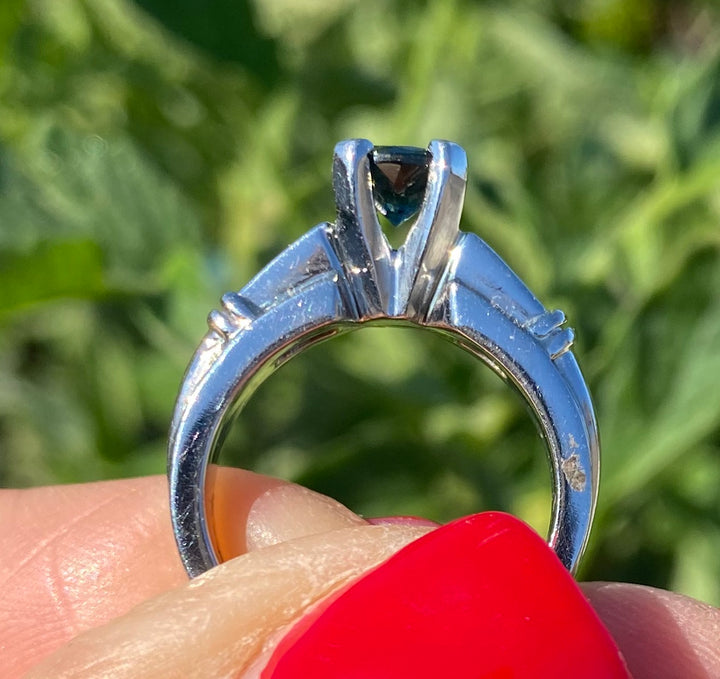 Channel 1.30 ct Platinum Spinel and Princess Diamond Engagement Ring