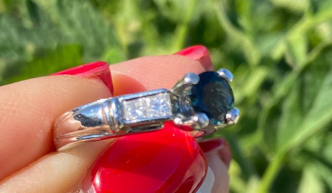 Channel 1.30 ct Platinum Spinel and Princess Diamond Engagement Ring