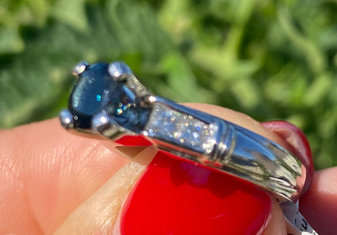 Channel 1.30 ct Platinum Spinel and Princess Diamond Engagement Ring