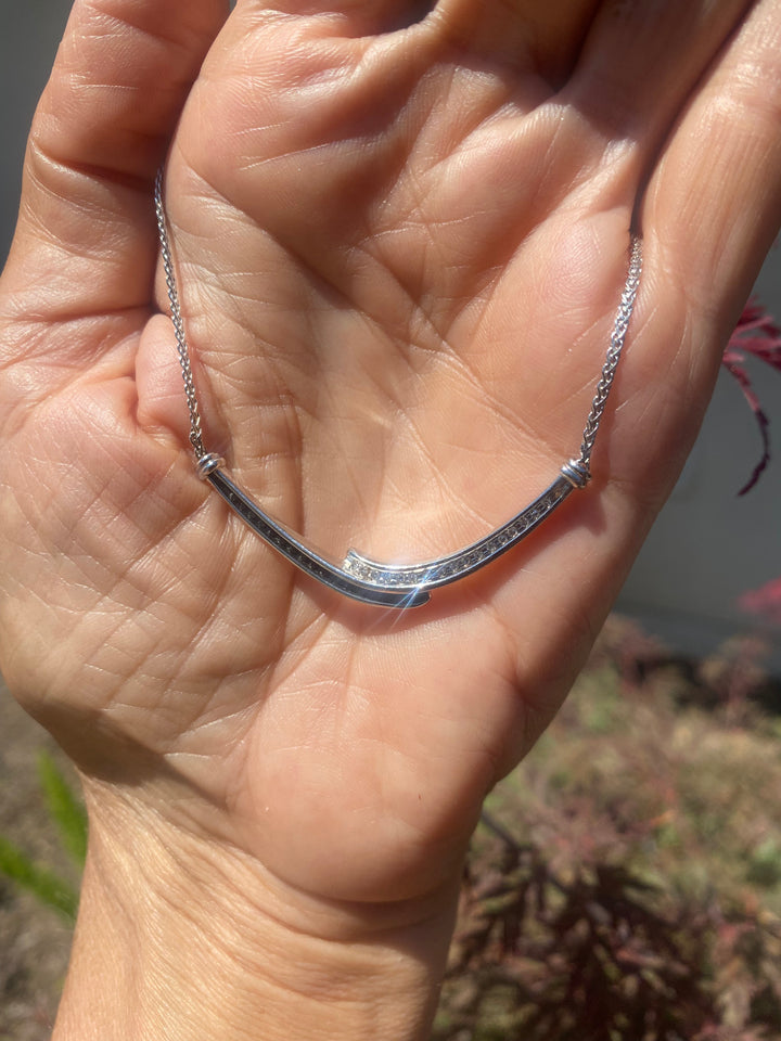 14K Black and White Diamond Necklace .38 Ct Contemporary
