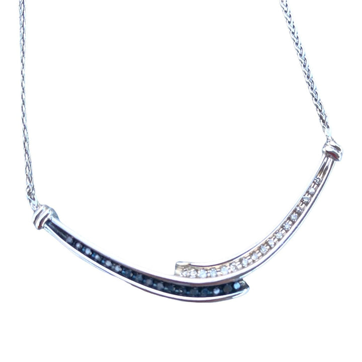 14K Black and White Diamond Necklace .38 Ct Contemporary