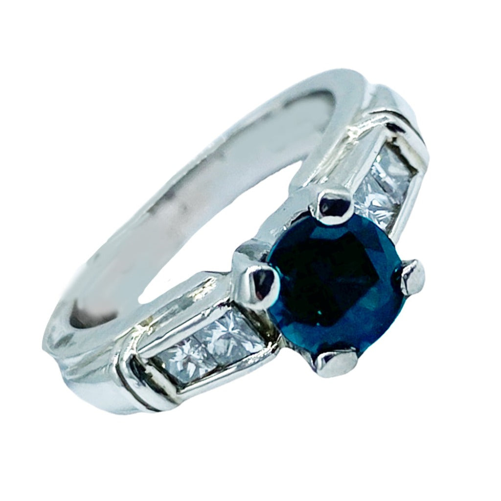 Channel 1.30 ct Platinum Spinel and Princess Diamond Engagement Ring