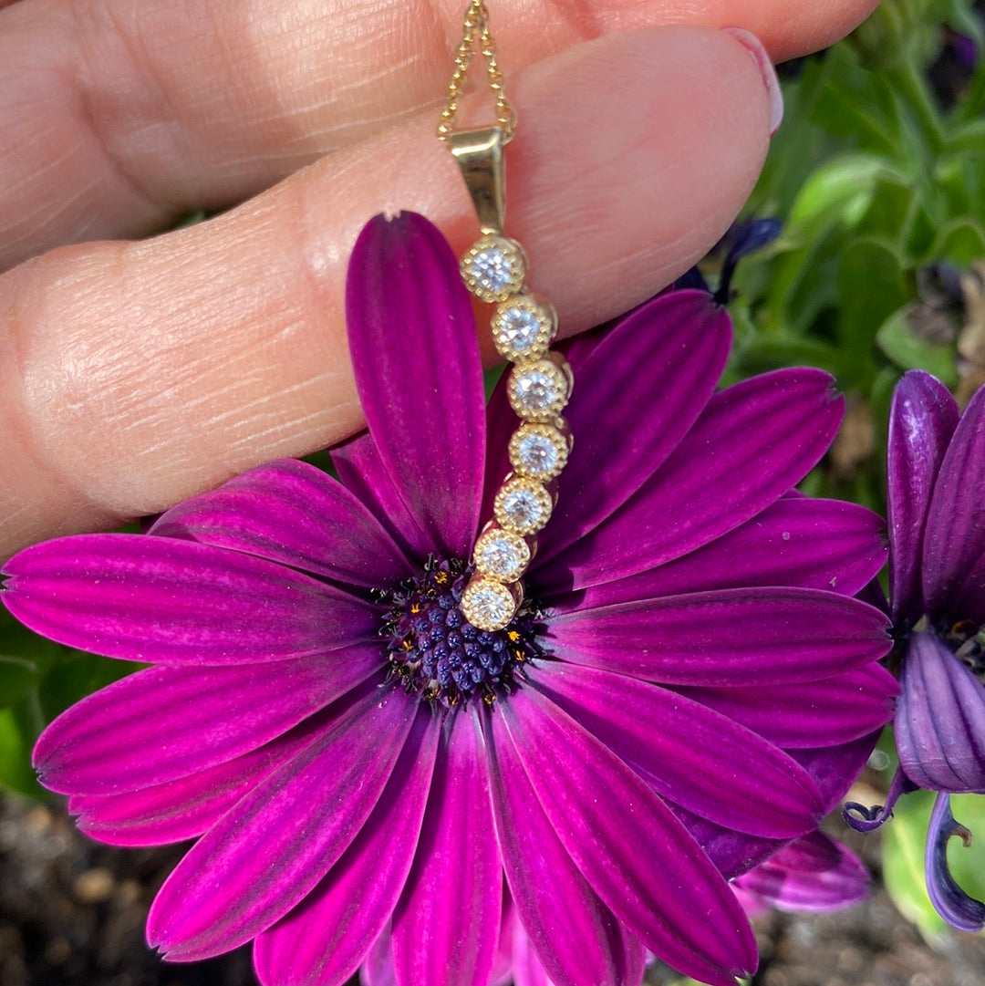 14kt Yellow Gold Journey Pendant VS Quality .56 Ct