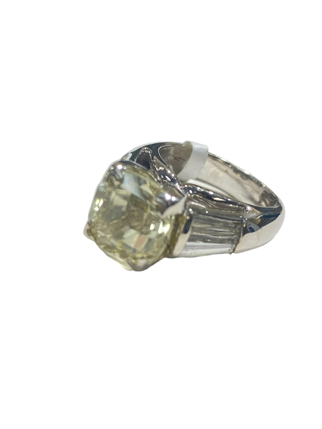 Certified Yellow Sapphire and Diamond Engagement Ring, 10.83 ctw Platinum