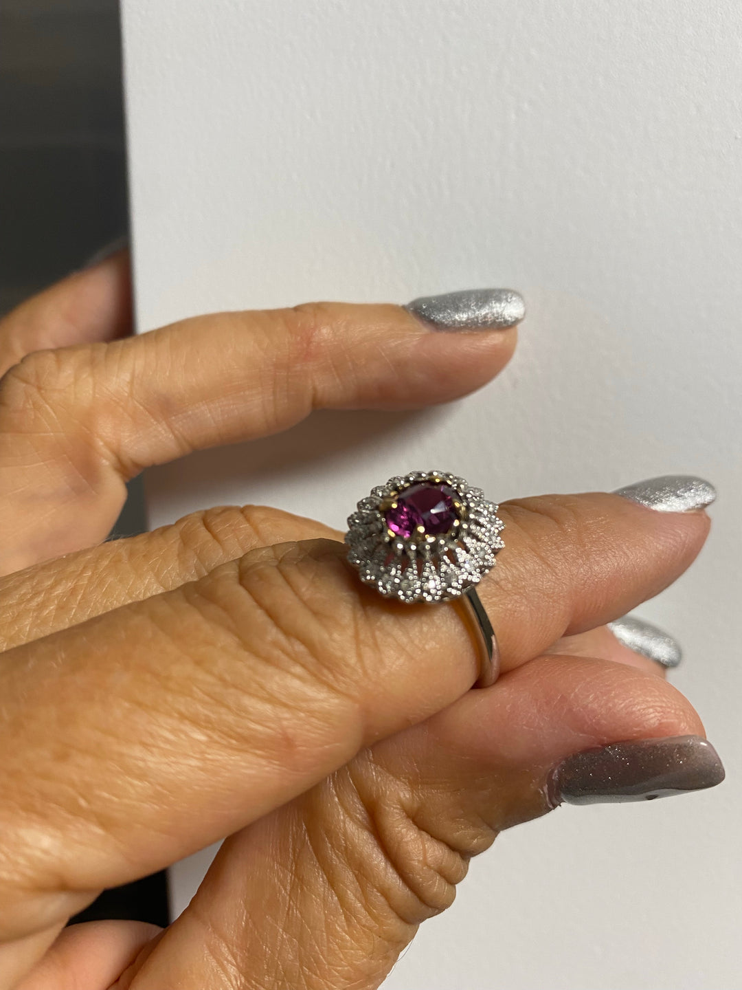 Halo Tourmaline and Diamond Ring 14kt Gold