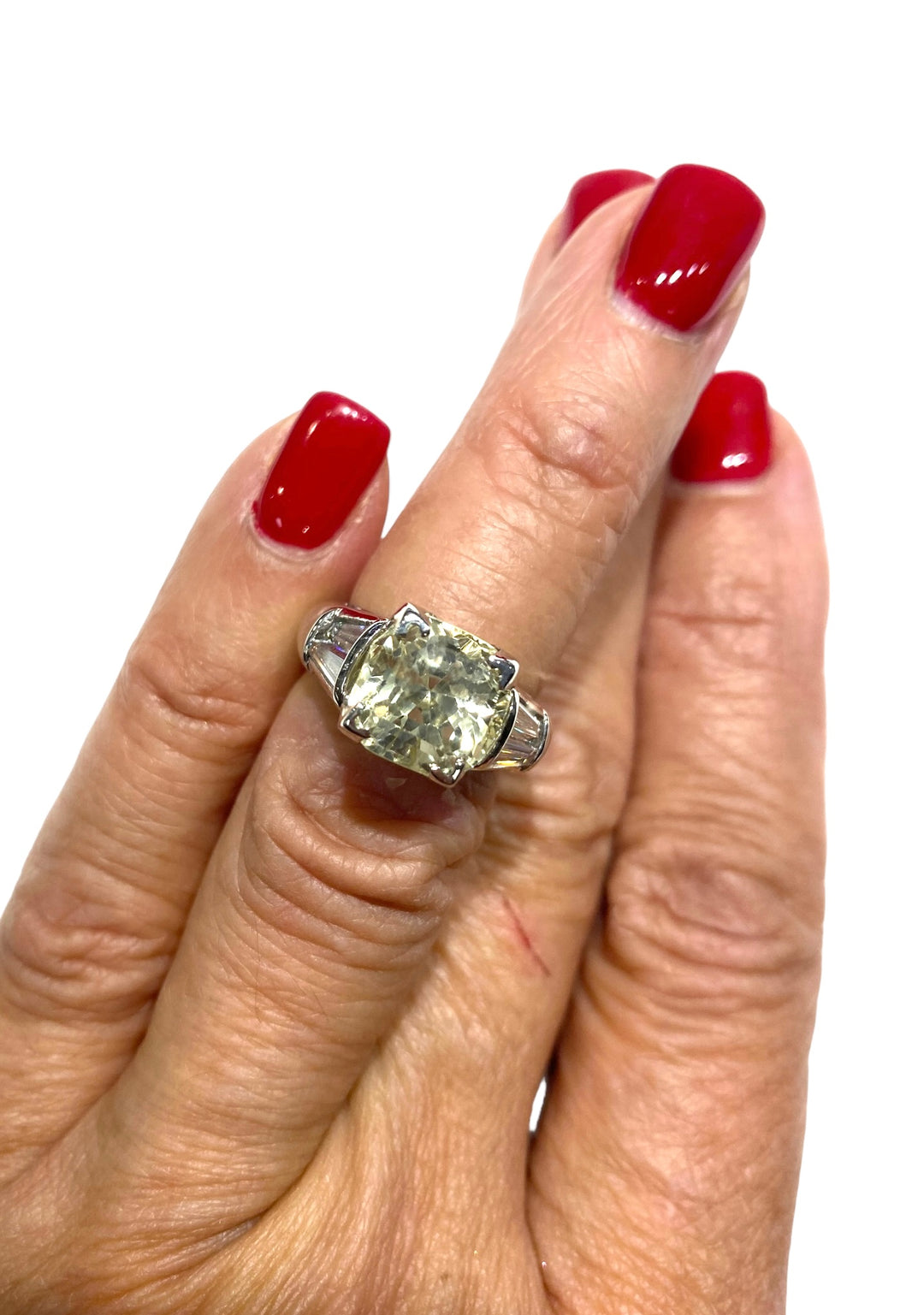 Certified Yellow Sapphire and Diamond Engagement Ring, 10.83 ctw Platinum