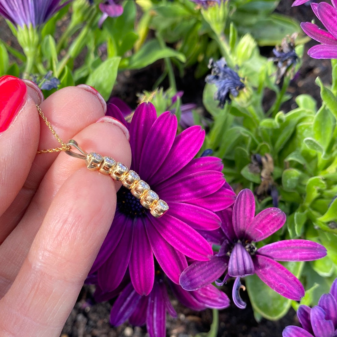 14kt Yellow Gold Journey Pendant VS Quality .56 Ct
