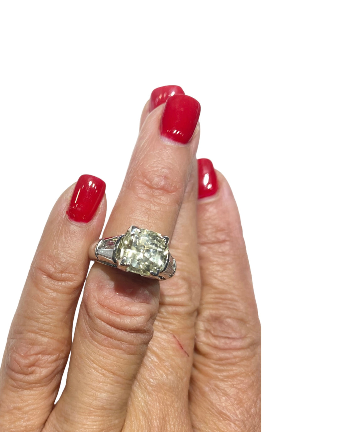 Certified Yellow Sapphire and Diamond Engagement Ring, 10.83 ctw Platinum