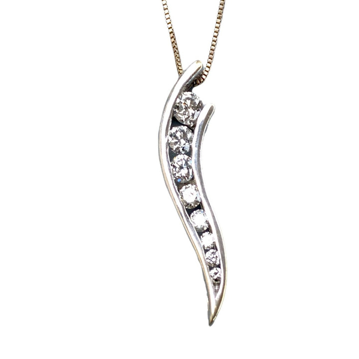 10K White Gold Diamond Journey Diamond Pendant .50 Carat