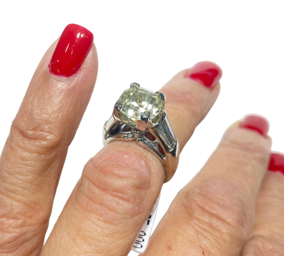 Certified Yellow Sapphire and Diamond Engagement Ring, 10.83 ctw Platinum