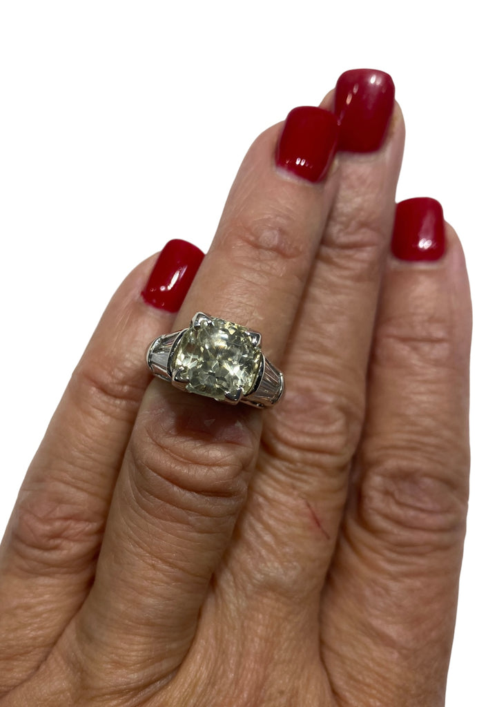 Certified Yellow Sapphire and Diamond Engagement Ring, 10.83 ctw Platinum