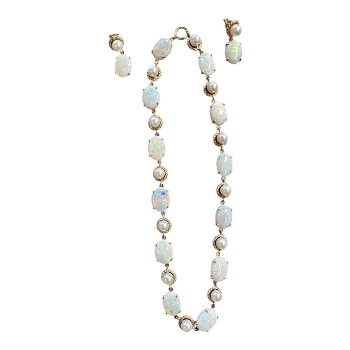 14 karat 30-Carat, Opal Necklace and Earrings Set