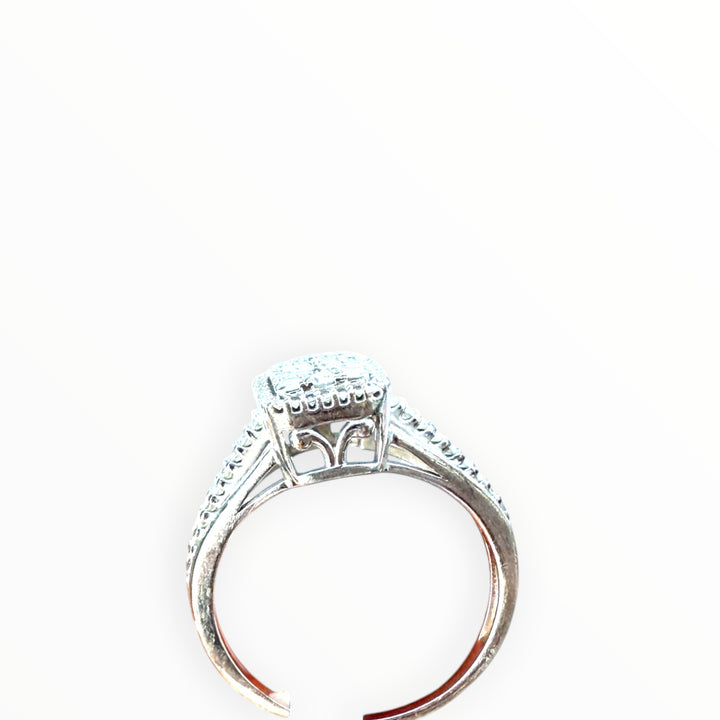 Modern 14k White Gold 1.00ct Square Halo Diamond Cluster Ring
