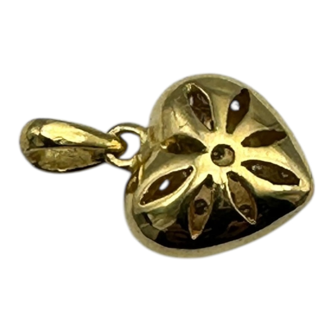 18 karat Diamond Heart, Puff-Style Pendant 1" Length