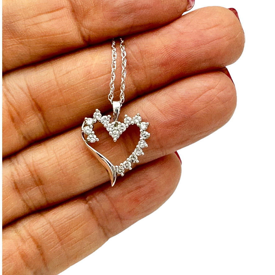 Heart Diamond Pendant 10K White Gold .50 ct