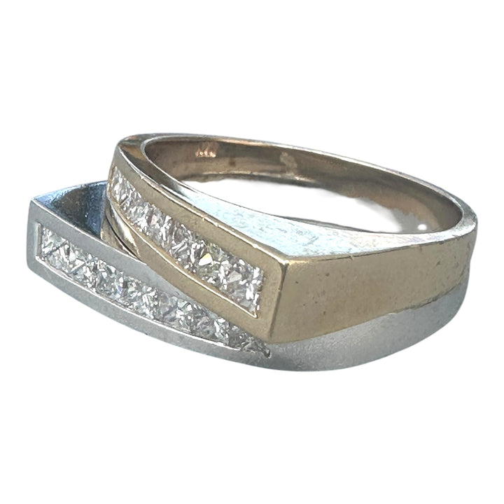 18kt Double 2.00 ct Princess Diamond Band 2-tone Gold Vs-G