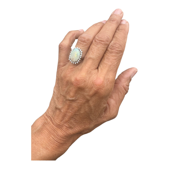 Fine 5.00 carat Austrian Opal And Diamond Ring.