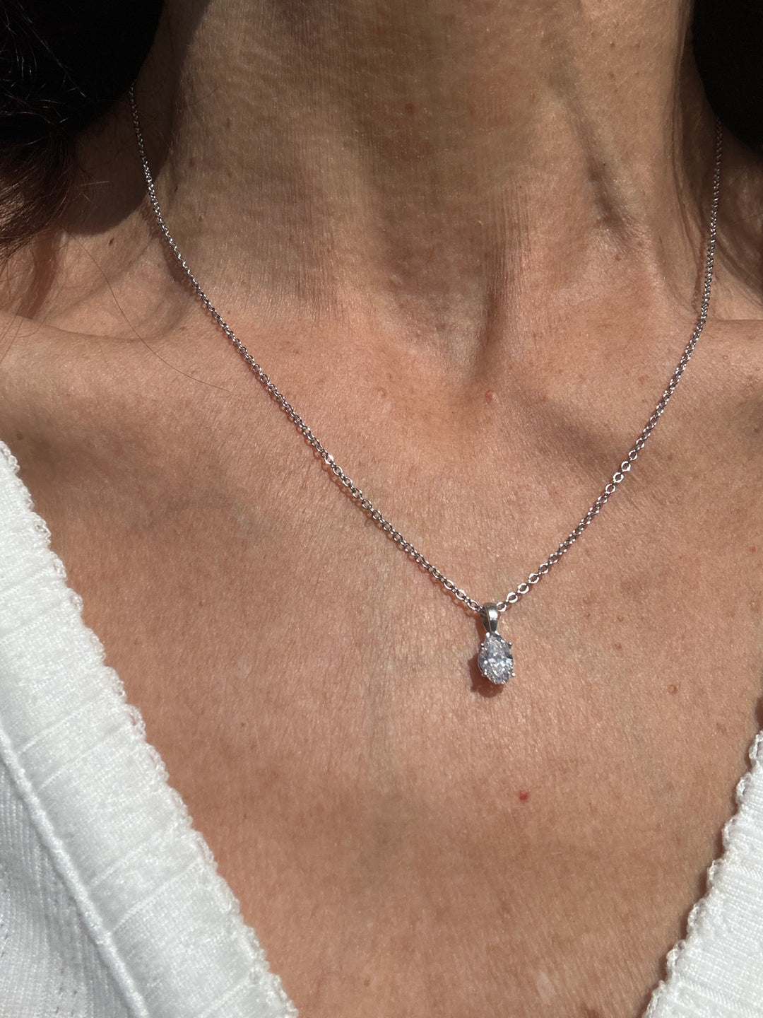 14karat .74 ct Certified Diamond Pendant and White Gold Chain