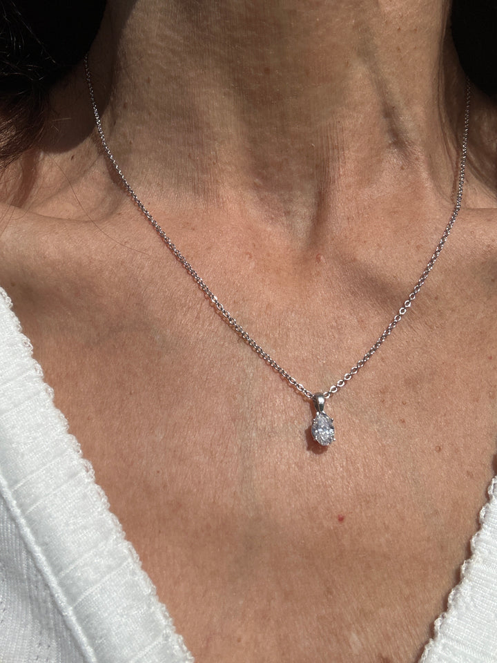 14karat .74 ct Certified Diamond Pendant and White Gold Chain