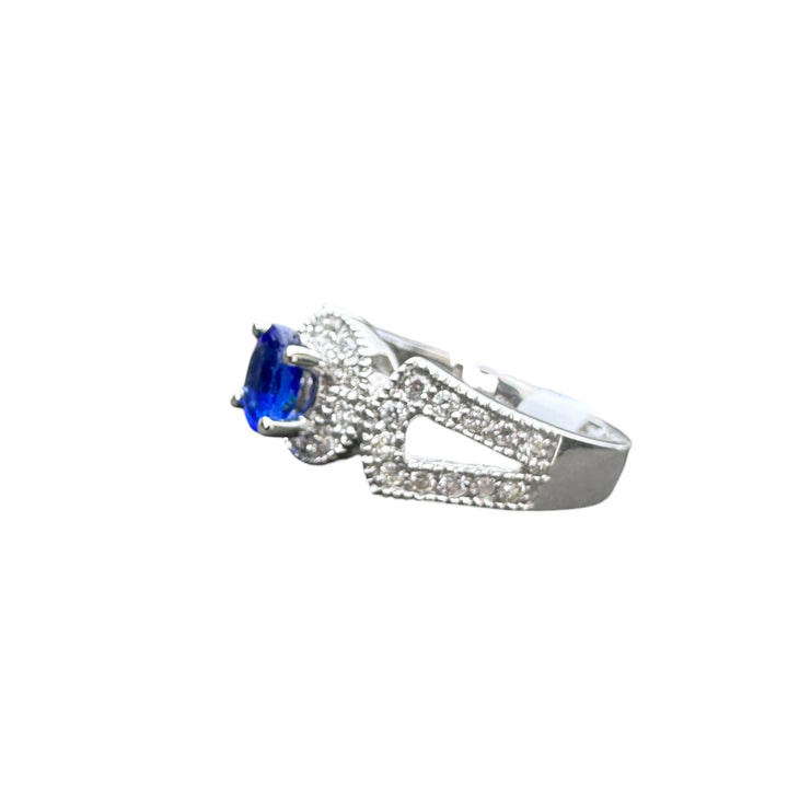 14kt White Gold Sapphire and Diamond Split Shank Ring 1.69ctw