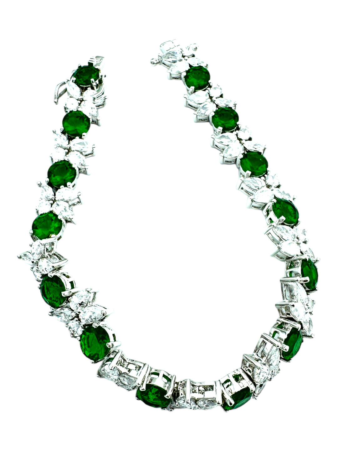 Sterling Silver Emerald Diamond