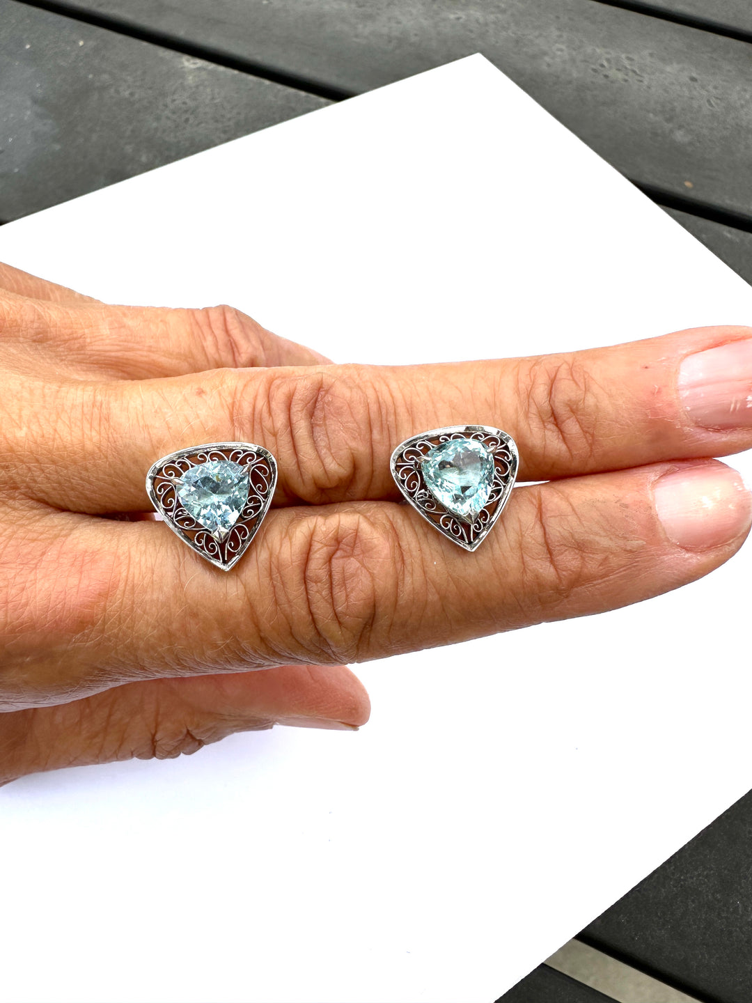 Edwardian 7 Carats Aquamarine Cufflinks and Tie Tack Set, White Gold