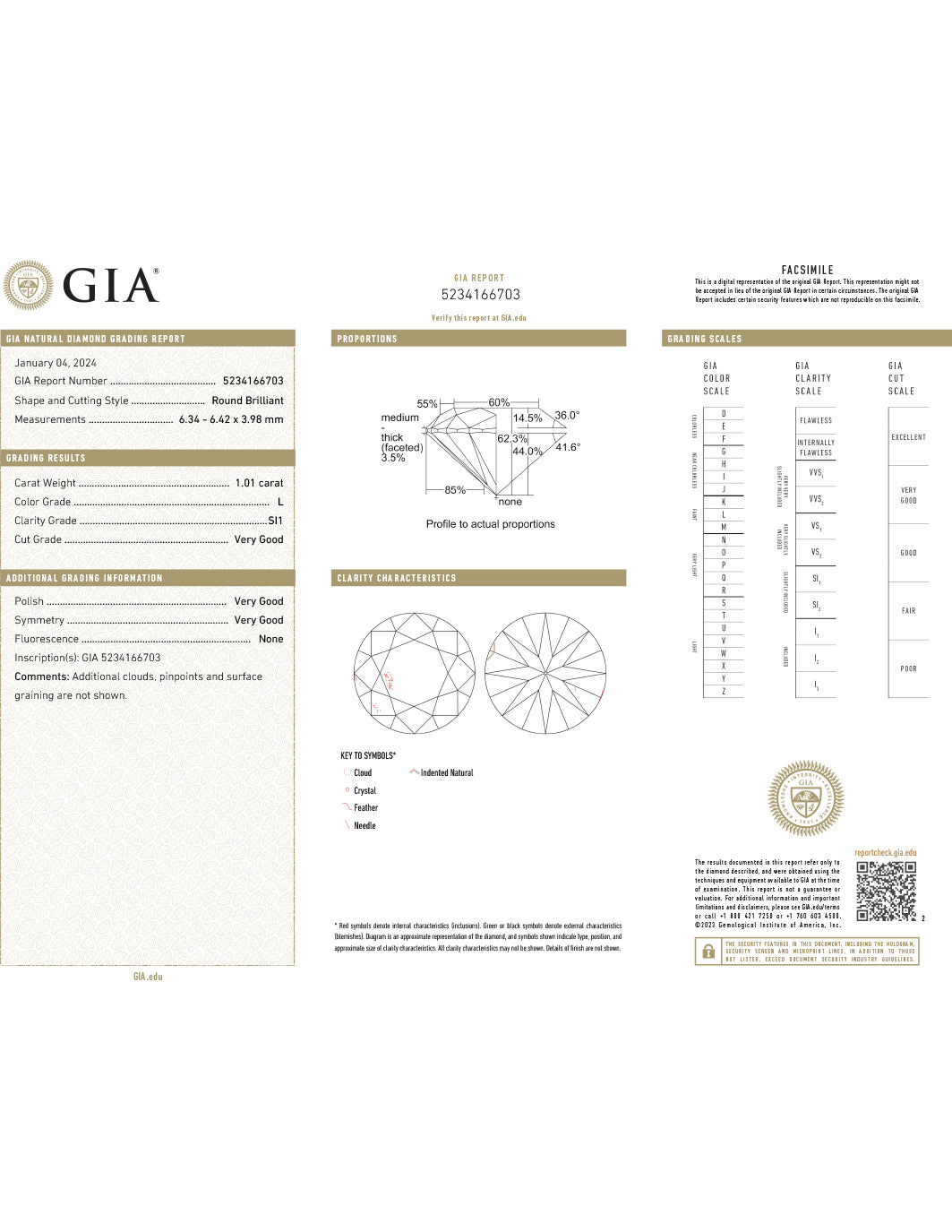 14Kt Engagement Diamond Ring GIA Certified 1.01 Carat Round SI1-L