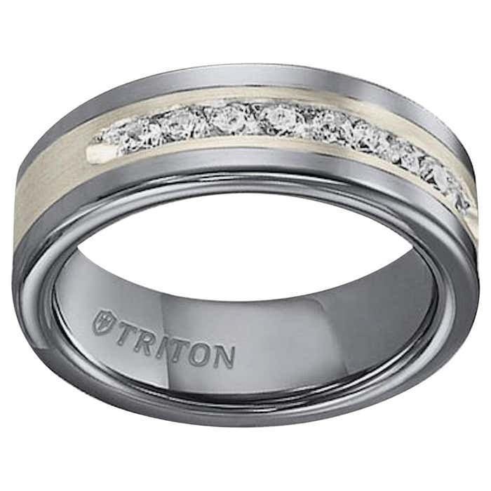 Triton Diamond .50 ct Tungsten Carbide and Sterling Silver Band Ring Size 9.5