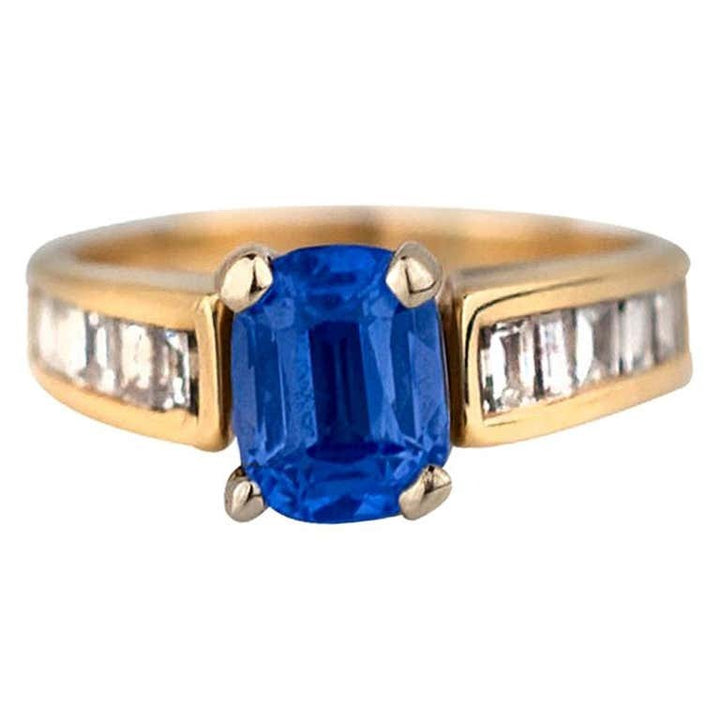 14k Tanzanite and Baguette Diamond Ring 1.40 Carat Total Weight