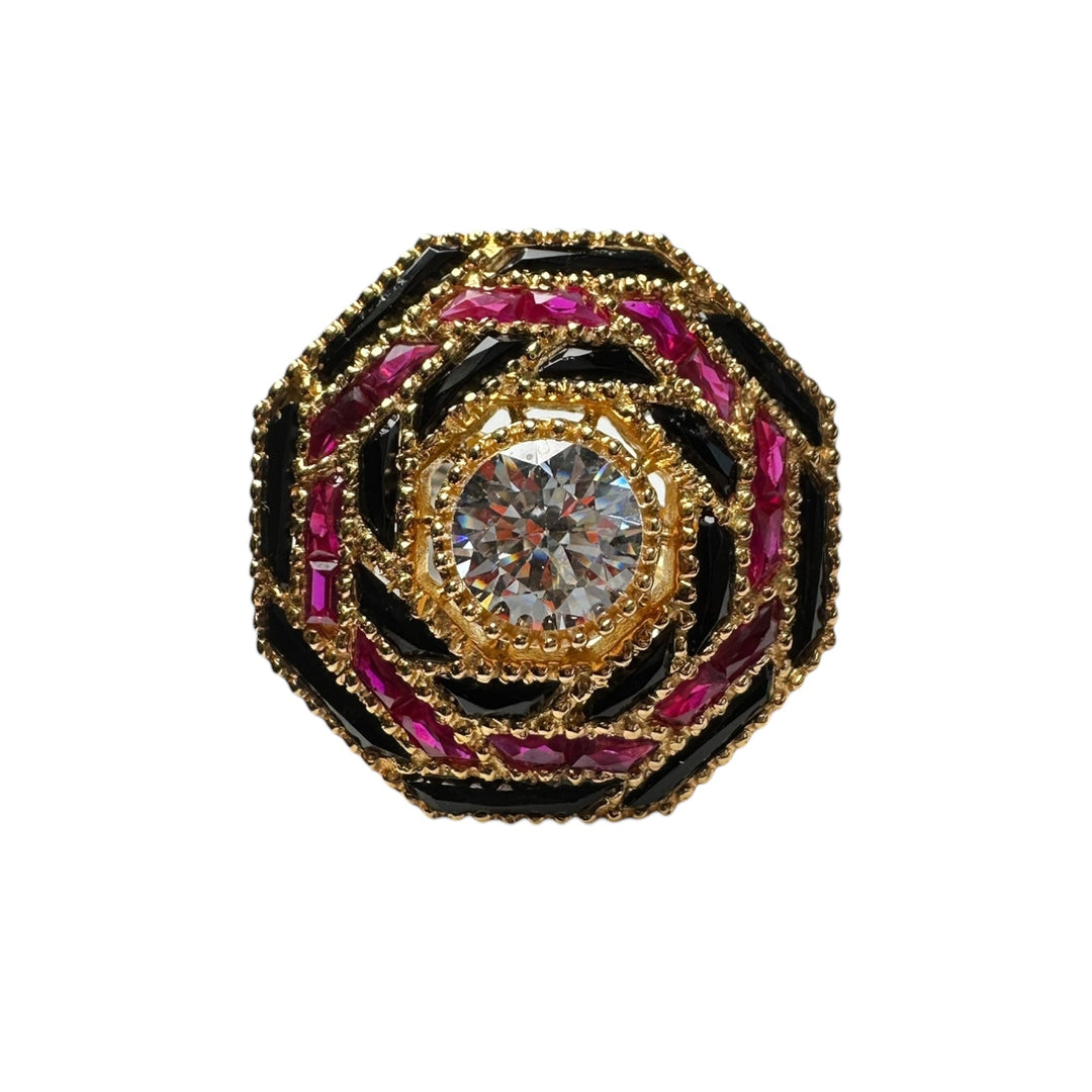 14 karat Art Deco Ruby and Diamond French Cut Solitaire Ring