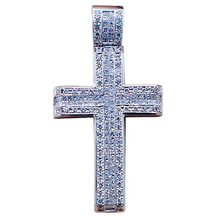 7ct Carat Diamond Cross Pendant 18 Karat, VS F/G Quality Sparkle
