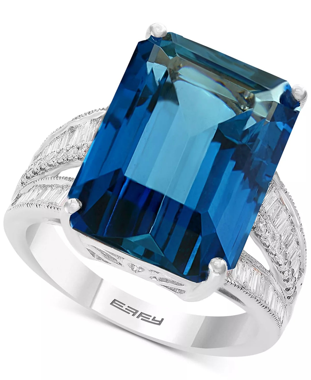 EFFY Blue Topaz 15.30 ct & Diamond .85 ct in 14k White Gold