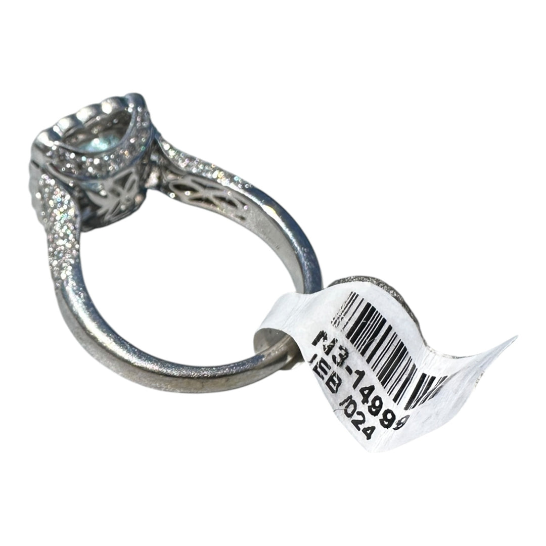 Designer  2.35 carat Aquamarine and Diamond Halo Ring 18 Karat 4.05 Carat