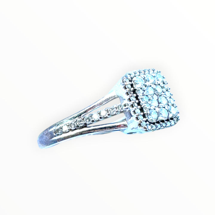 Modern 14k White Gold 1.00ct Square Halo Diamond Cluster Ring