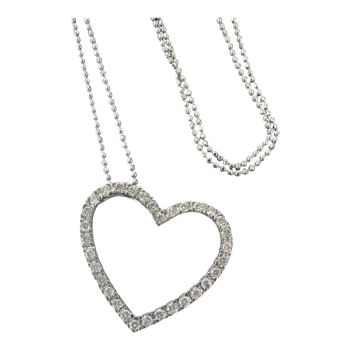 14kt Heart White Gold .50ct Diamond Pendant and Chain