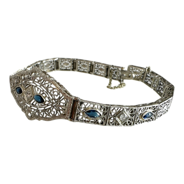 14 karat Victorian 1920s sapphire diamond bracelet