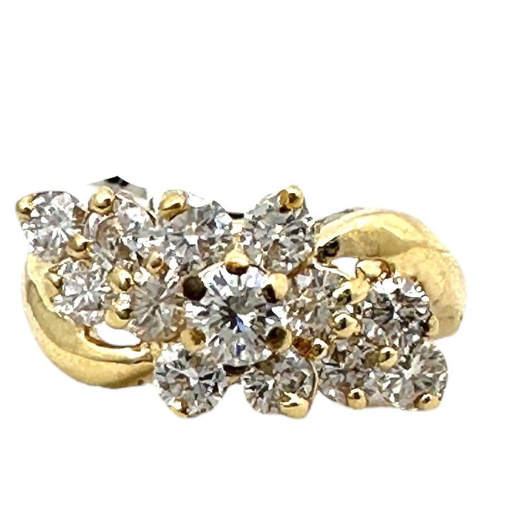 14Kt Yellow Gold Cocktail Cluster Diamond Ring .80 Carats VS-F color