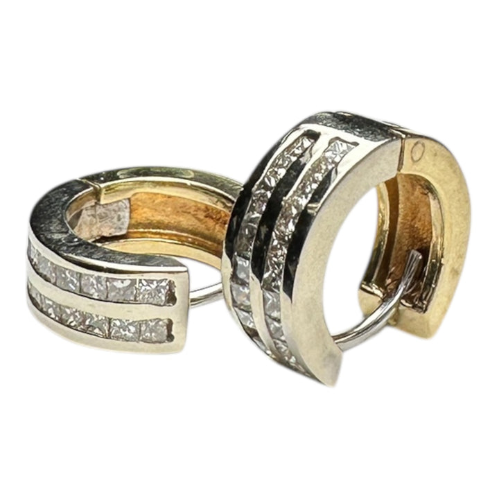 1 carat princess huggie Diamond earrings 14 karat gold