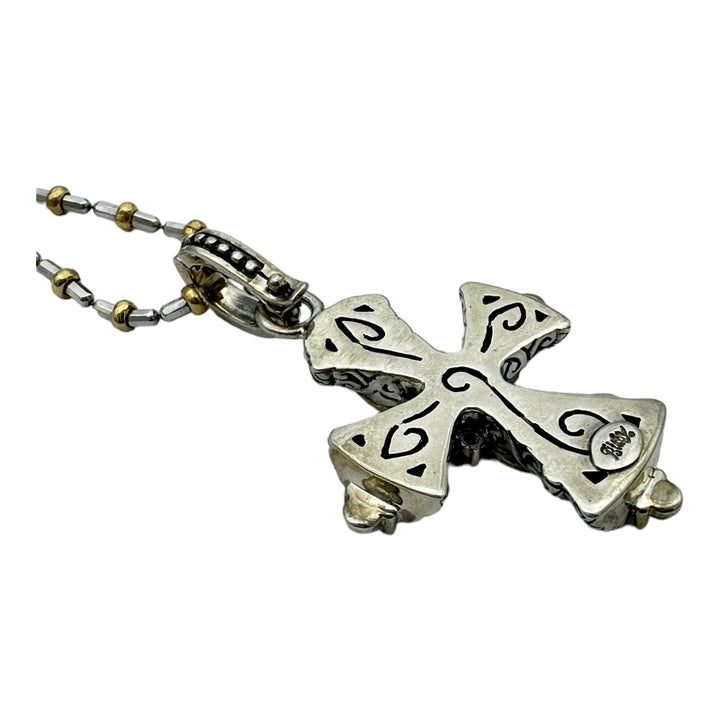 18kt Two-Tone Byzantine Cross Pendant Enhancer