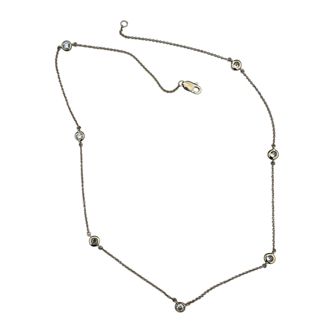 Modern 18 karat Yellow Bezel-Set 7-Diamond Station Necklace 1.40 Ct VS F/G