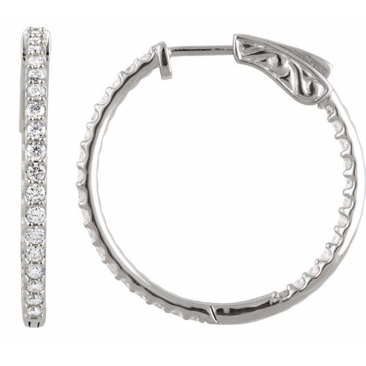 1ct 2ct 3ct 5ct 6ct White Natural Diamond Inside-Outside Hinged Hoop Earrings
