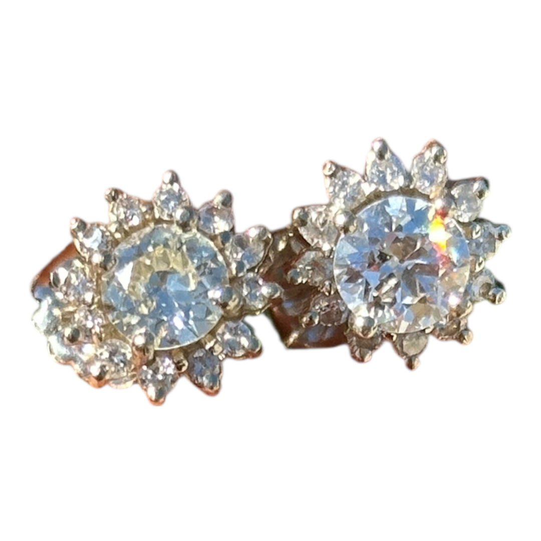 14 karat halo, 2.50 carat diamond stud earrings