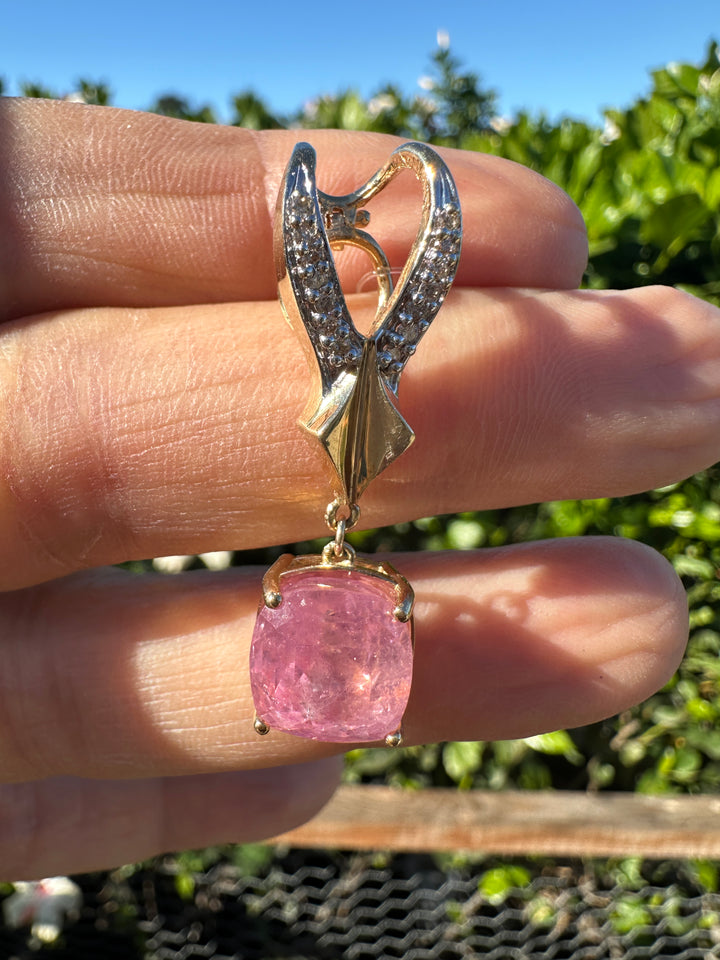 10.16ct Pink Sapphire, Cushion Pendant, Enhancer Untreated