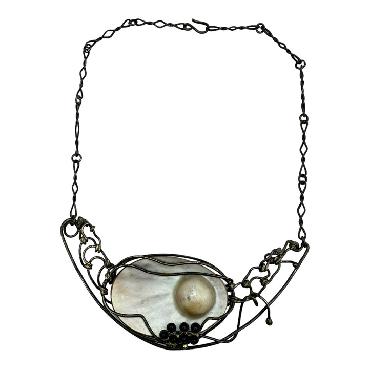 Spider Web Sterling Silver Mobee Pearl Necklace
