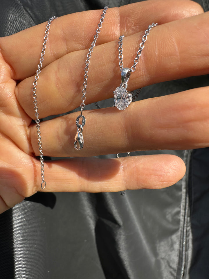 14karat .74 ct Certified Diamond Pendant and White Gold Chain