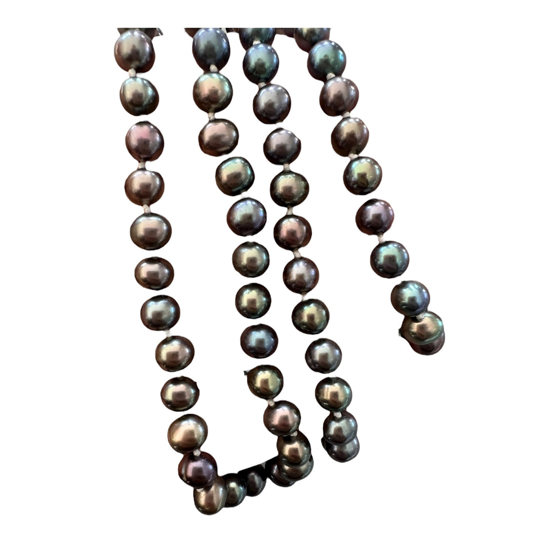 14kt 5.5mm Tahitian Cultured Pearls Blue/Purple 22” Strand Necklace