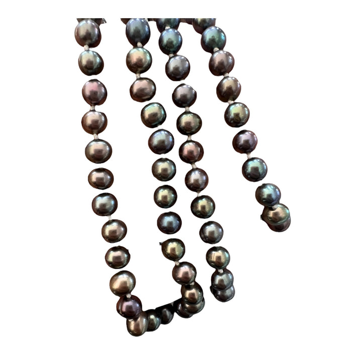 14kt 5.5mm Tahitian Cultured Pearls Blue/Purple 22” Strand Necklace