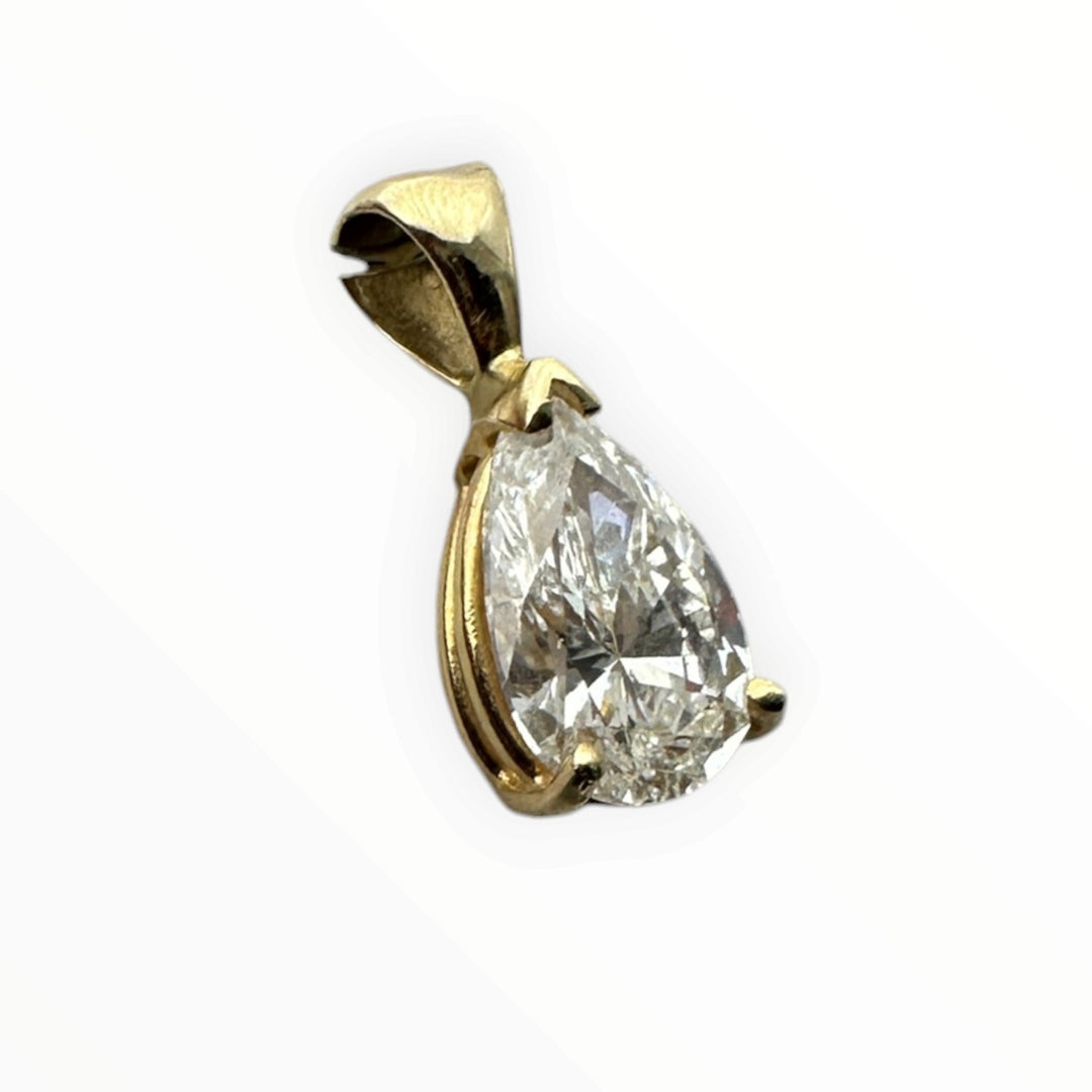 Certified 1.83 Carat Pear Shaped Diamond Solitaire Pendant SI1, E color 14 karat