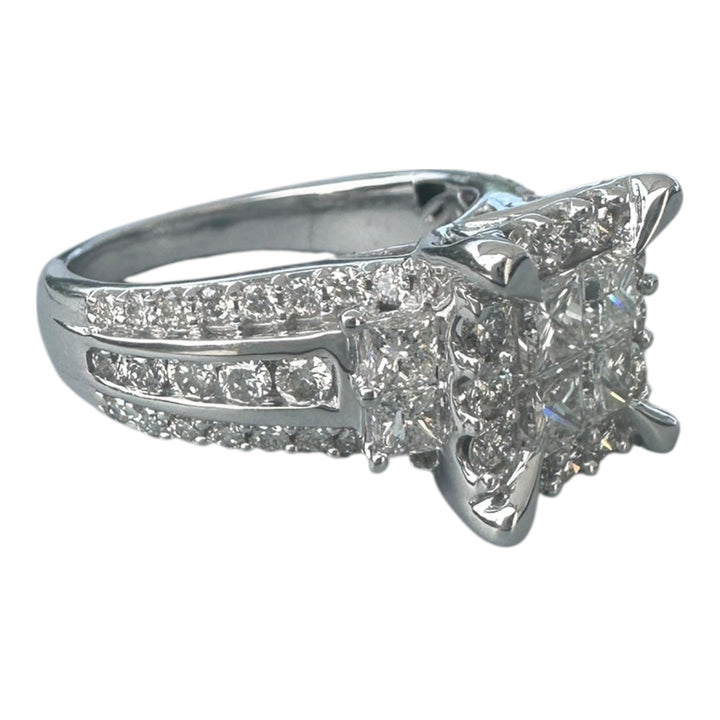14 carat white gold 3.50 carat princess diamond ring